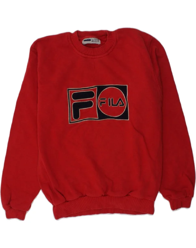 FILA Boys Graphic Sweatshirt Jumper 10-11 Years Medium Red Cotton