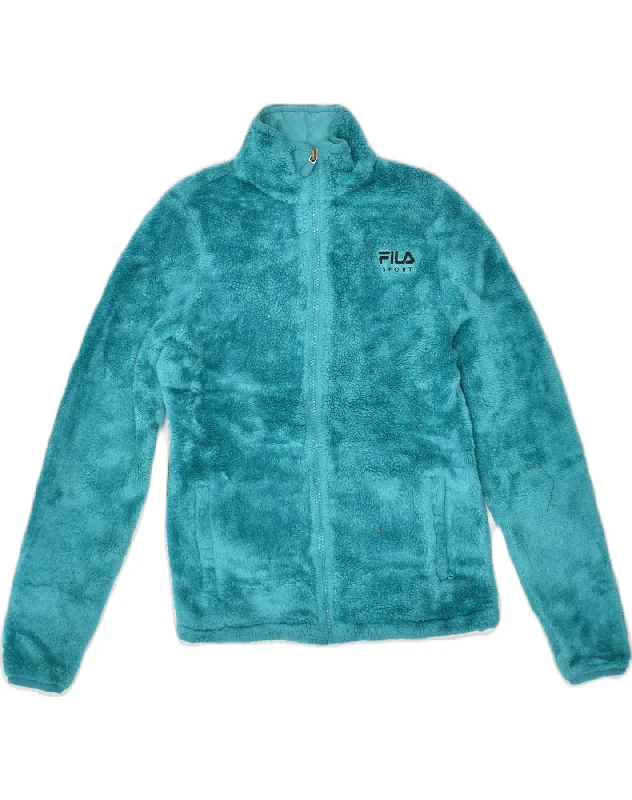 FILA Girls Fleece Jacket 10-11 Years Medium Turquoise Polyester