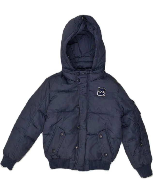 GAS Boys Hooded Padded Jacket 7-8 Years Navy Blue Polyester