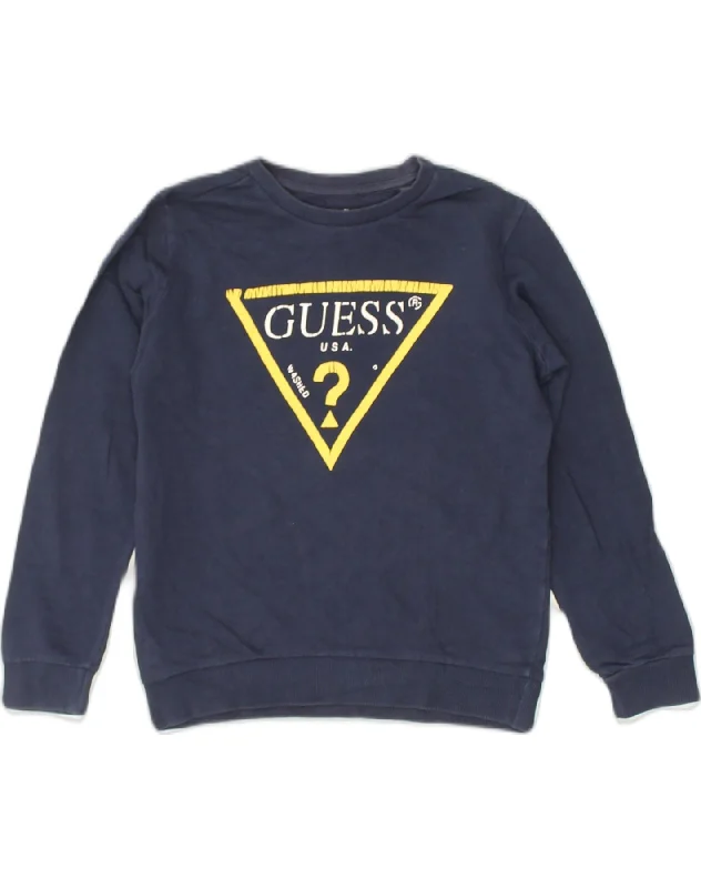 GUESS Boys Graphic Sweatshirt Jumper 6-7 Years Navy Blue