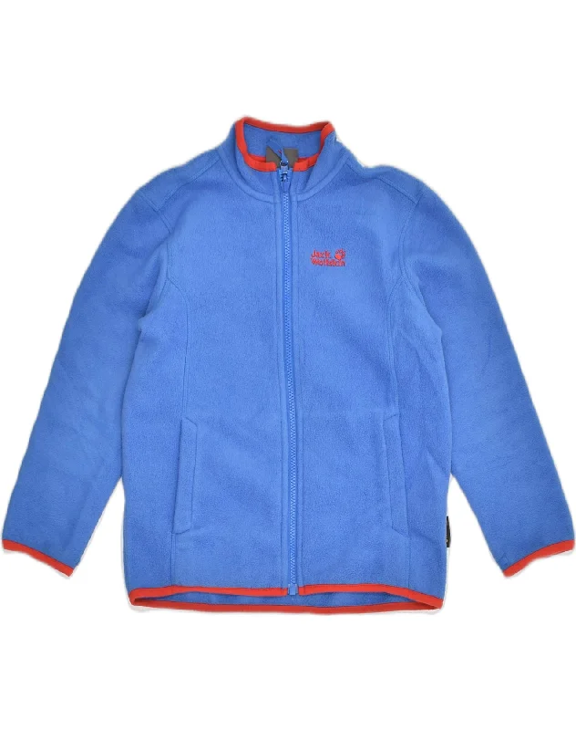 JACK WOLFSKIN Boys Fleece Jacket 7-8 Years Blue Polyester