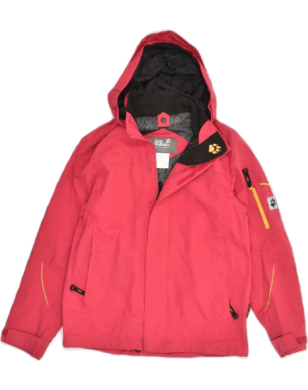 JACK WOLFSKIN Girls Hooded Windbreaker Jacket 11-12 Years Pink Polyamide