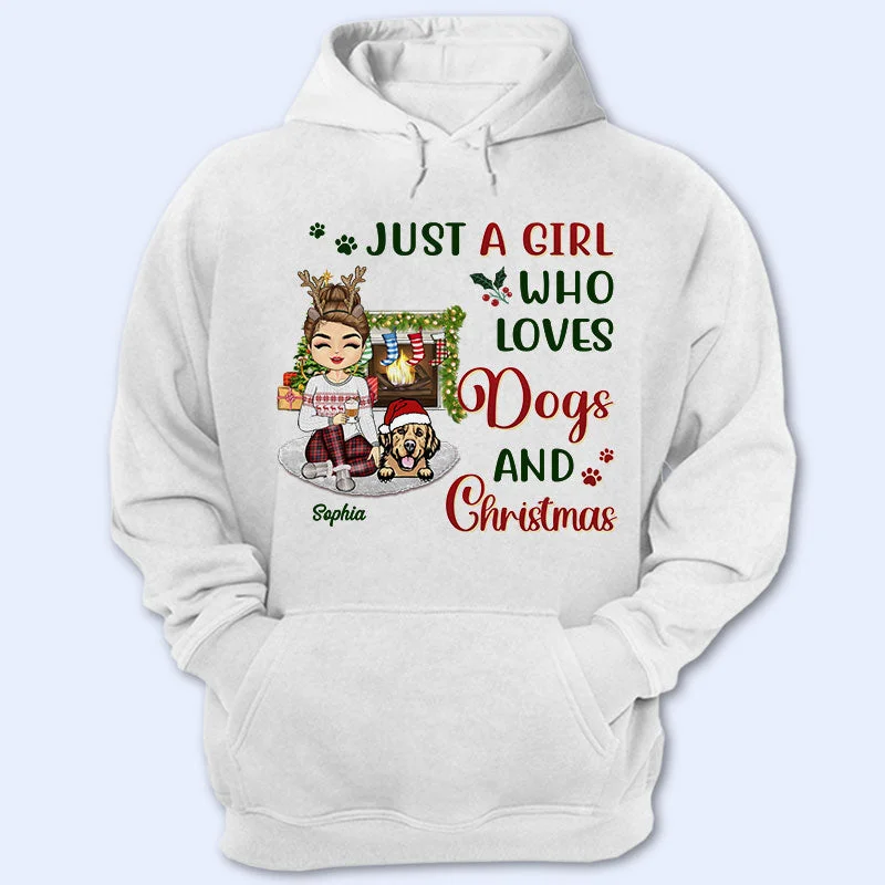 Just A Girl Boy Who Loves Dogs And Christmas - Christmas Gift For Dog Lovers - Personalized Custom Hoodie