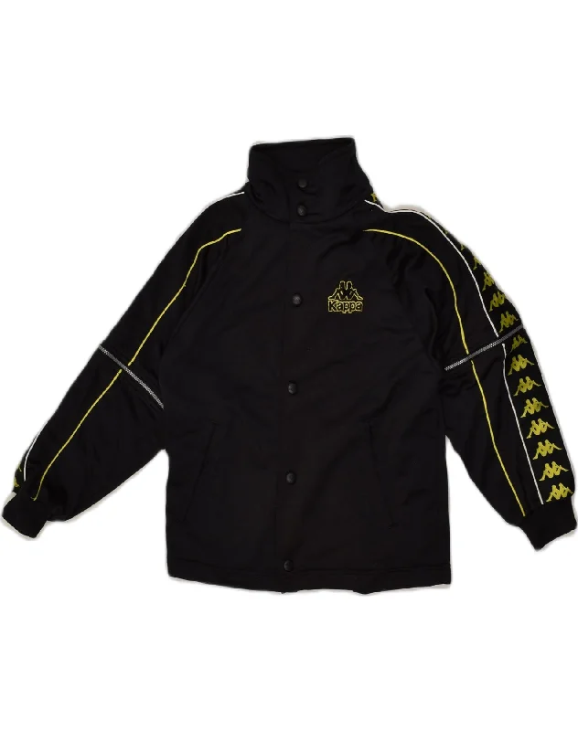 KAPPA Boys Graphic Tracksuit Top Jacket 12-13 Years Large  Black Polyester