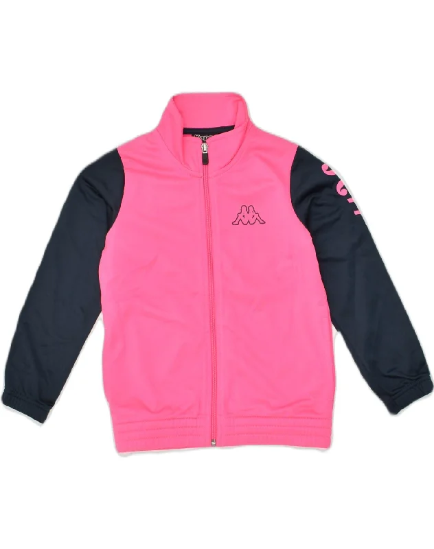 KAPPA Girls Tracksuit Top Jacket 5-6 Years Pink Colourblock Polyester