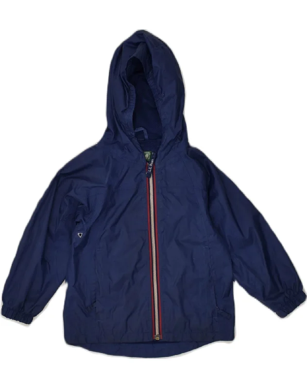 L.L.BEAN Boys Hooded Rain Jacket 3-4 Years Navy Blue Nylon