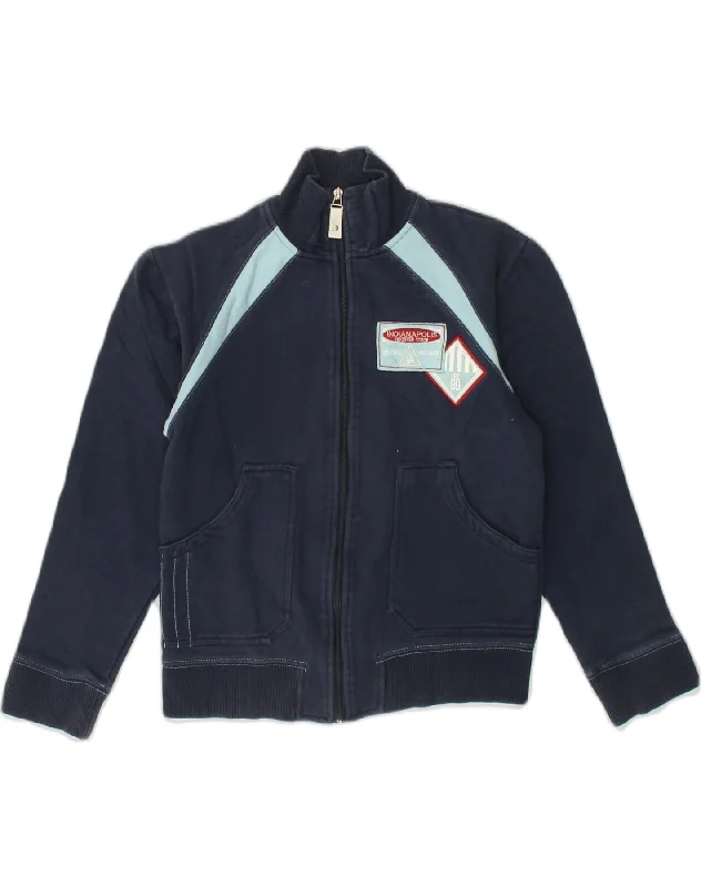 LEE Boys Tracksuit Top Jacket 9-10 Years Small Navy Blue Cotton