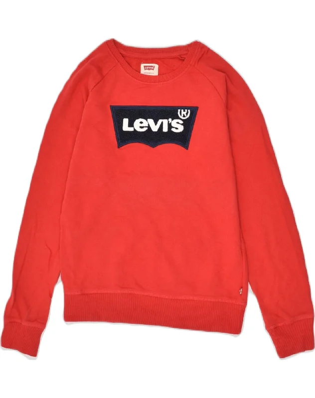 LEVI'S Boys Graphic Sweatshirt Jumper 12-13 Years Large Red Cotton