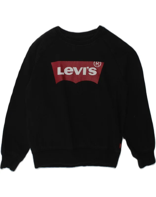 LEVI'S Boys Graphic Sweatshirt Jumper 7-8 Years Medium Black Cotton