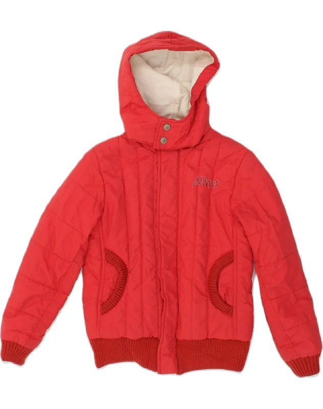 LEVI'S Boys Hooded Padded Jacket 11-12 Years Red Polyamide