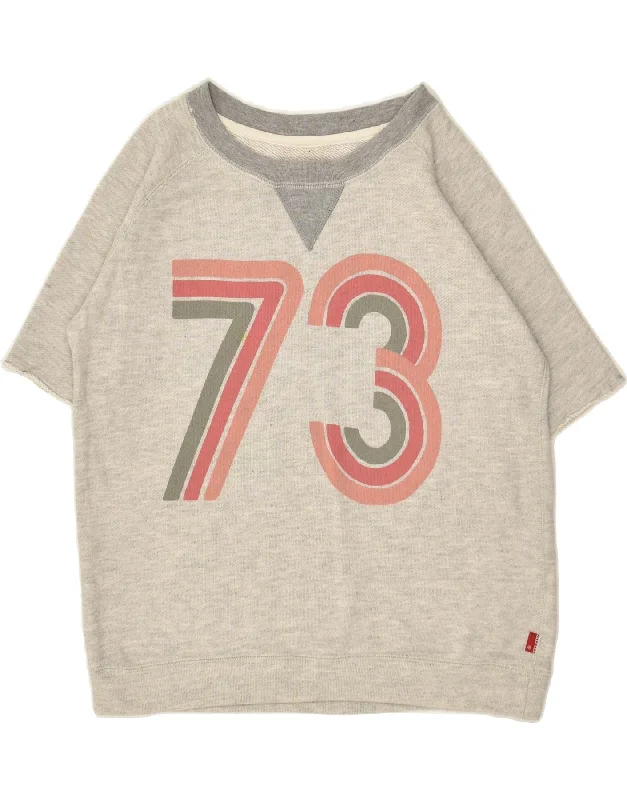 LEVI'S Girls Graphic Short Sleeve Sweatshirt Jumper 15-16 Years Grey