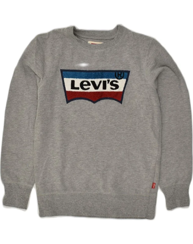 LEVI'S Girls Graphic Sweatshirt Jumper 9-10 Years Grey