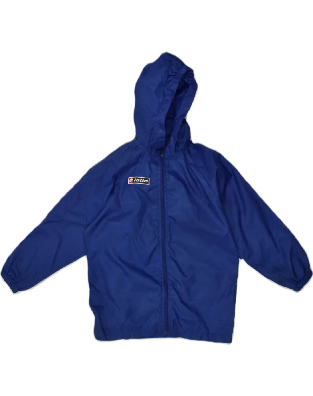 LOTTO Boys Hooded Rain Jacket 7-8 Years XS  Blue Polyester