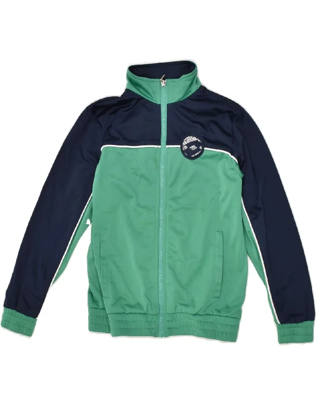 LOTTO Boys Tracksuit Top Jacket 9-10 Years Small Green Colourblock