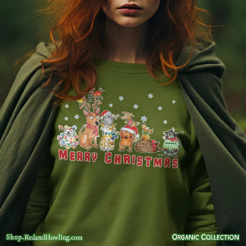 "Merry Christmas with FURiends" Organic Crew Neck Sweatshirt