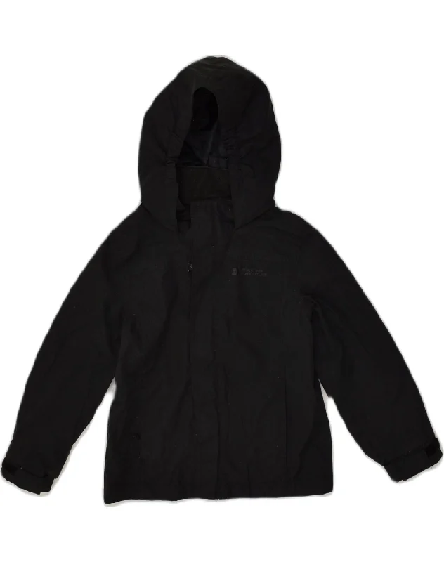 MOUNTAIN WAREHOUSE Boys Hooded Rain Jacket 5-6 Years Black Polyester