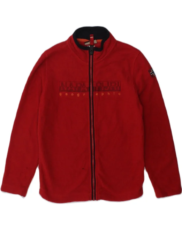 NAPAPIJRI Boys Graphic Fleece Jacket 7-8 Years Red Polyester