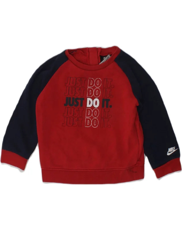 NIKE Baby Boys Graphic Sweatshirt Jumper 18-24 Months Red Colourblock