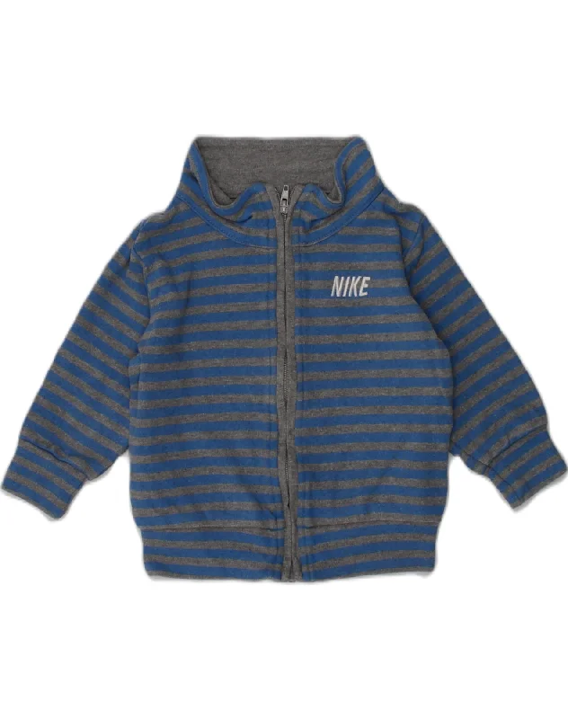 NIKE Baby Boys Tracksuit Top Jacket 3-6 Months Grey Striped Cotton