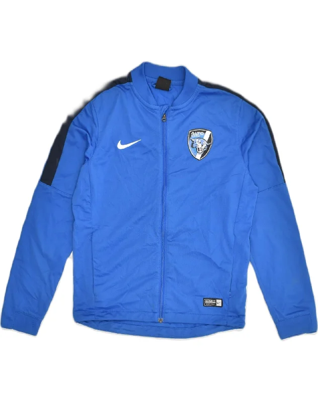 NIKE Boys Dri Fit Tracksuit Top Jacket 12-13 Years Blue Colourblock