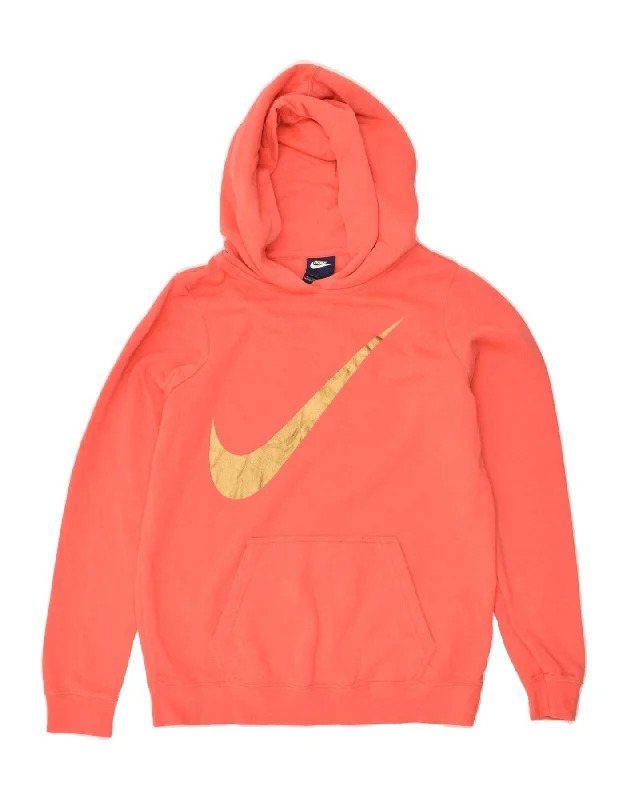 NIKE Boys Graphic Hoodie Jumper 13-14 Years XL  Orange Cotton