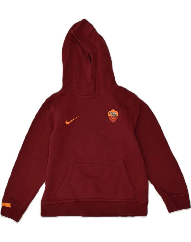 NIKE Boys Hoodie Jumper 10-11 Years Medium Burgundy Cotton