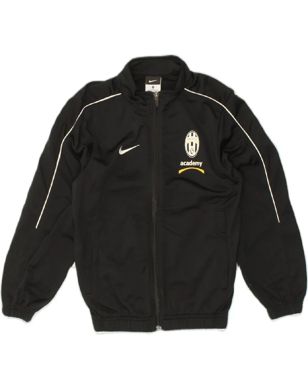 NIKE Boys Juventus Tracksuit Top Jacket 8-9 Years Small Black Polyester