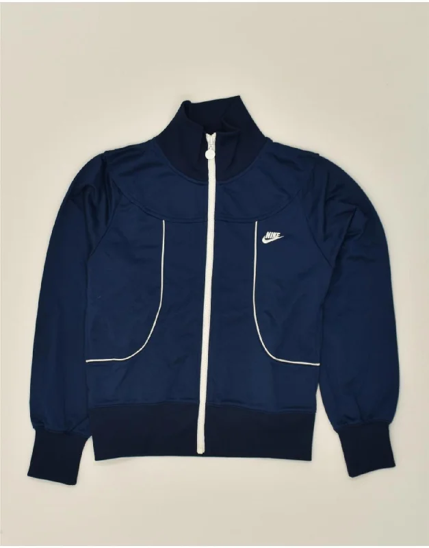 NIKE Boys Tracksuit Top Jacket 10-11 Years Medium  Navy Blue Polyester