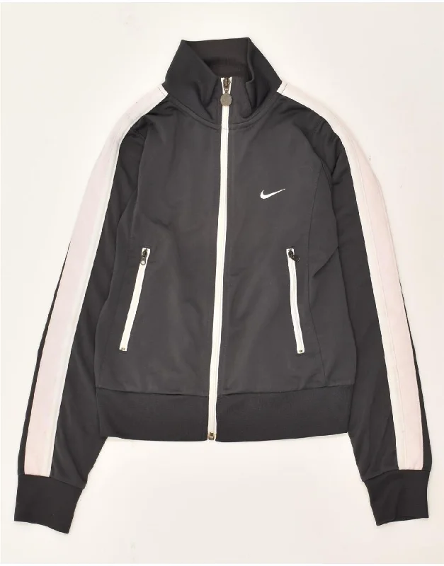 NIKE Girls Tracksuit Top Jacket 6-7 Years XS Grey Polyester