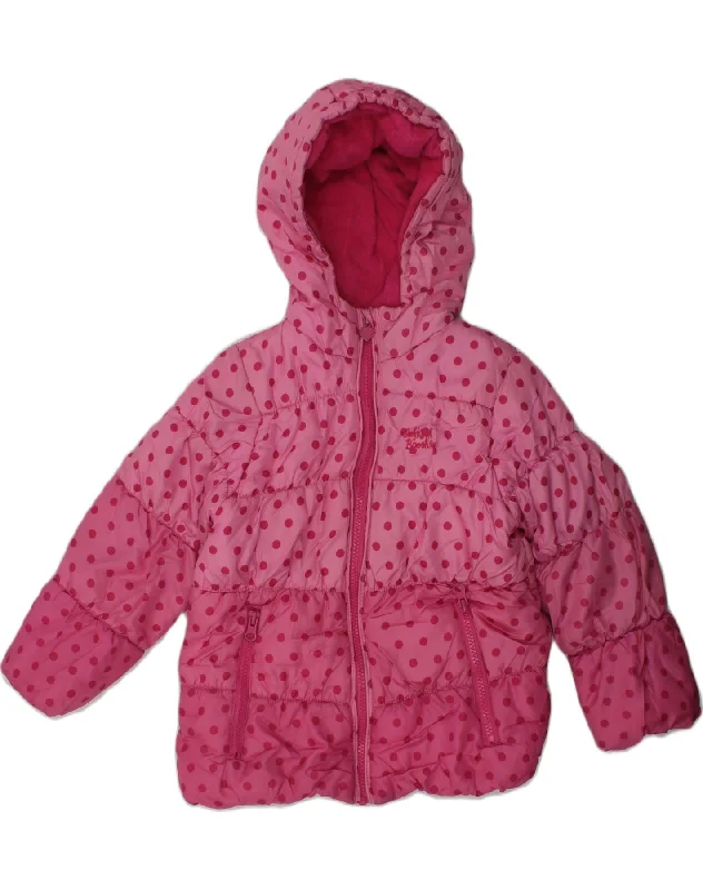 OSH KOSH Girls Hooded Padded Jacket 5-6 Years Pink Spotted Polyester