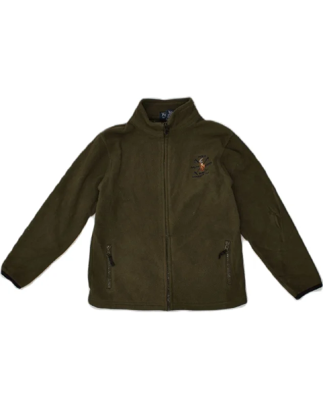 POLO RALPH LAUREN Boys Fleece Jacket 6-7 Years Khaki Polyester