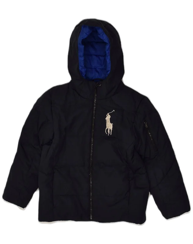 POLO RALPH LAUREN Boys Hooded Padded Jacket 6-7 Years Navy Blue Polyester