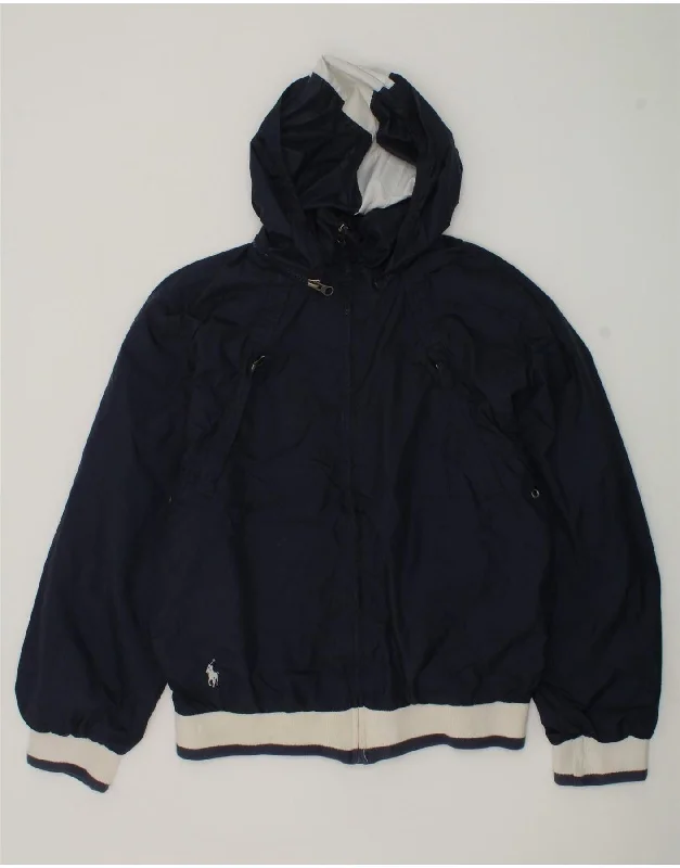 POLO RALPH LAUREN Boys Hooded Rain Jacket 12-13 Years Medium Navy Blue