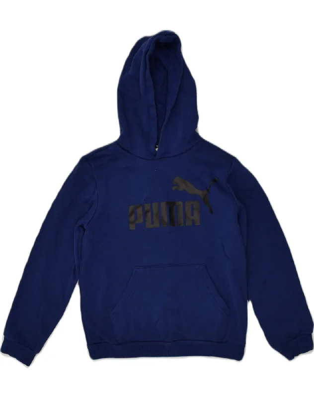 PUMA Boys Graphic Hoodie Jumper 11-12 Years Navy Blue Polyester