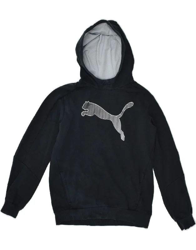 PUMA Boys Graphic Hoodie Jumper 13-14 Years Black