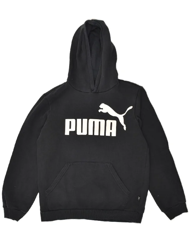 PUMA Boys Graphic Hoodie Jumper 13-14 Years Black Cotton