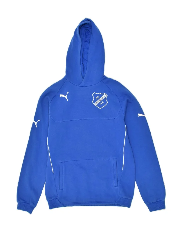 PUMA Boys Graphic Hoodie Jumper 13-14 Years Blue Cotton