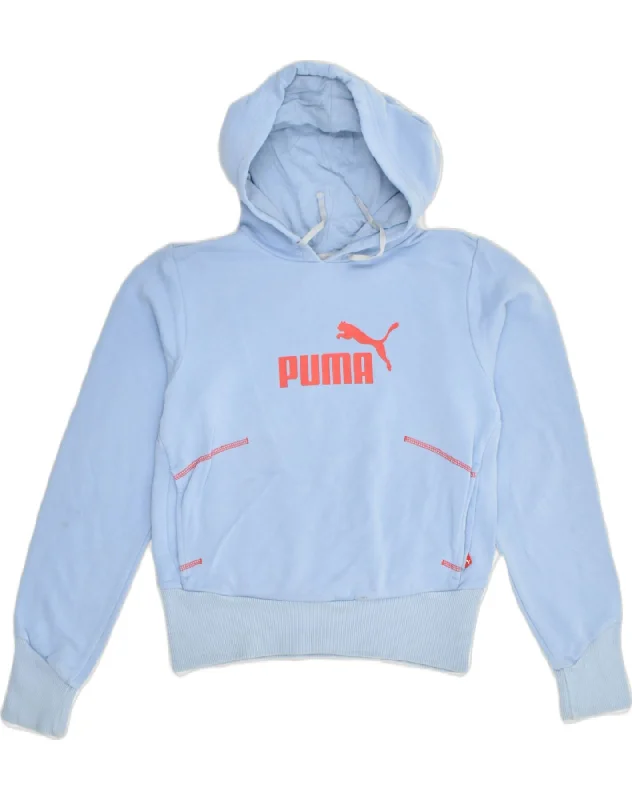 PUMA Boys Graphic Hoodie Jumper 7-8 Years Blue Cotton