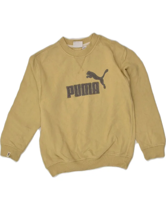 PUMA Boys Graphic Sweatshirt Jumper 9-10 Years Medium Beige