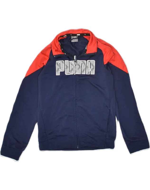 PUMA Boys Graphic Tracksuit Top Jacket 7-8 Years Navy Blue Polyester