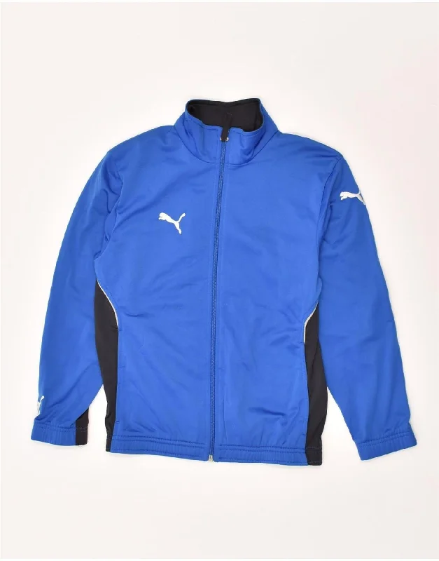 PUMA Boys Tracksuit Top Jacket 11-12 Years Blue Colourblock Polyester