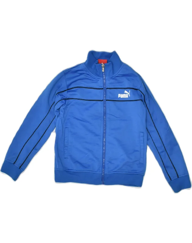 PUMA Boys Tracksuit Top Jacket 4-5 Years Blue Polyester