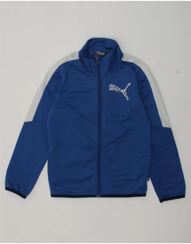 PUMA Boys Tracksuit Top Jacket 5-6 Years Blue Colourblock Polyester