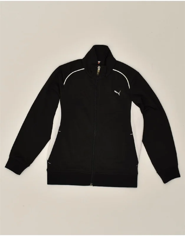 PUMA Boys Tracksuit Top Jacket 7-8 Years Black Colourblock Polyester