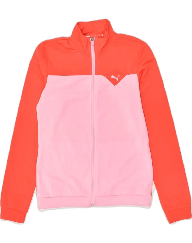 PUMA Girls Tracksuit Top Jacket 13-14 Years Red Colourblock Polyester