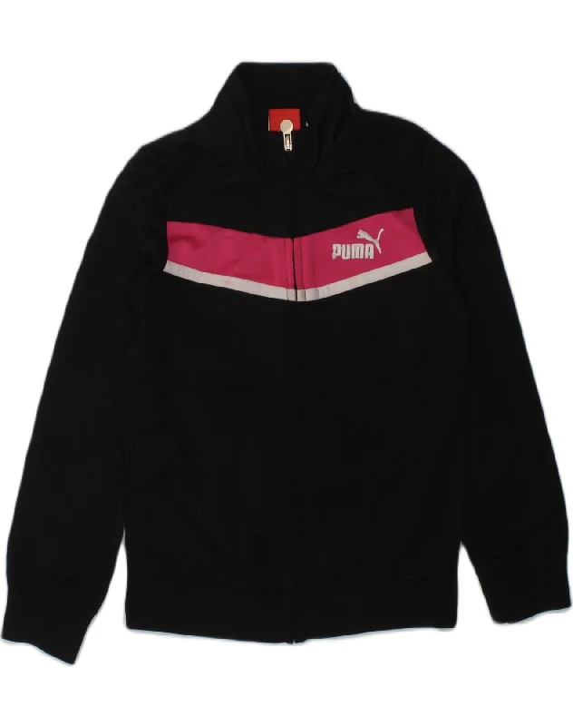 PUMA Girls Tracksuit Top Jacket 5-6 Years Black Polyester