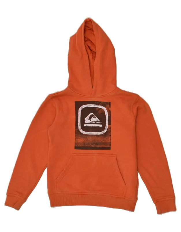 QUIKSILVER Boys Graphic Hoodie Jumper 11-12 Years Orange Cotton