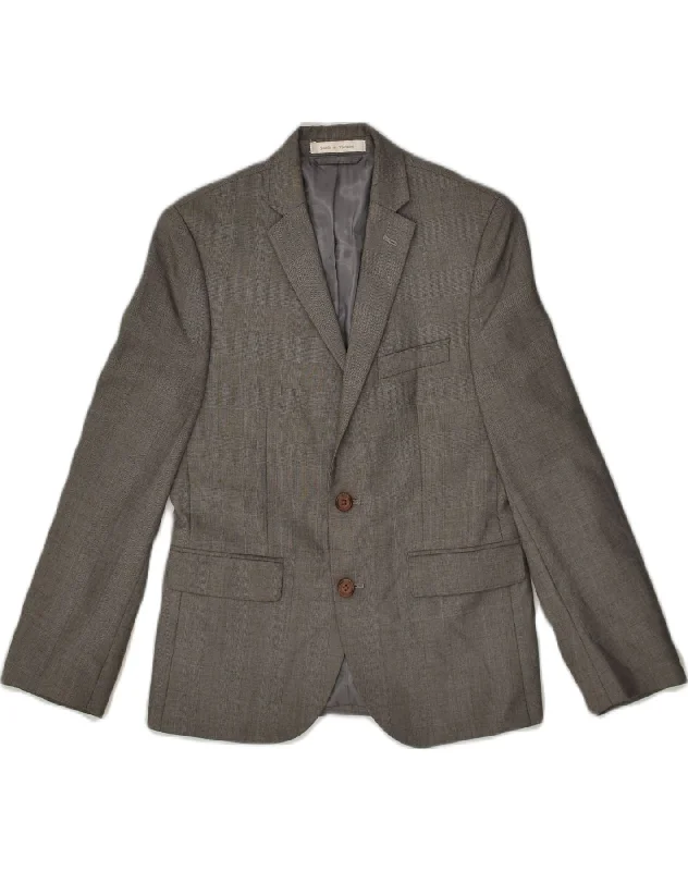 RALPH LAUREN Boys 2 Button Blazer Jacket 11-12 Years Grey Check Polyester