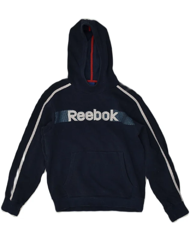 REEBOK Boys Graphic Hoodie Jumper 11-12 Years Black Cotton