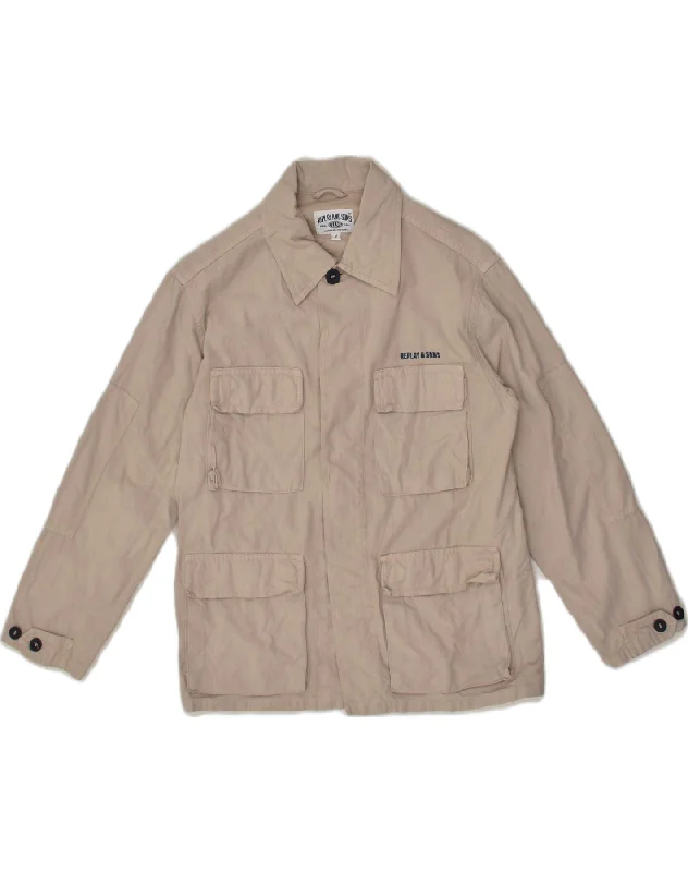 REPLAY AND SONS Boys Utility Jacket 13-14 Years Brown Cotton